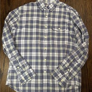 J. Crew Men's Plaid Button-Down Shirt - Blue and White